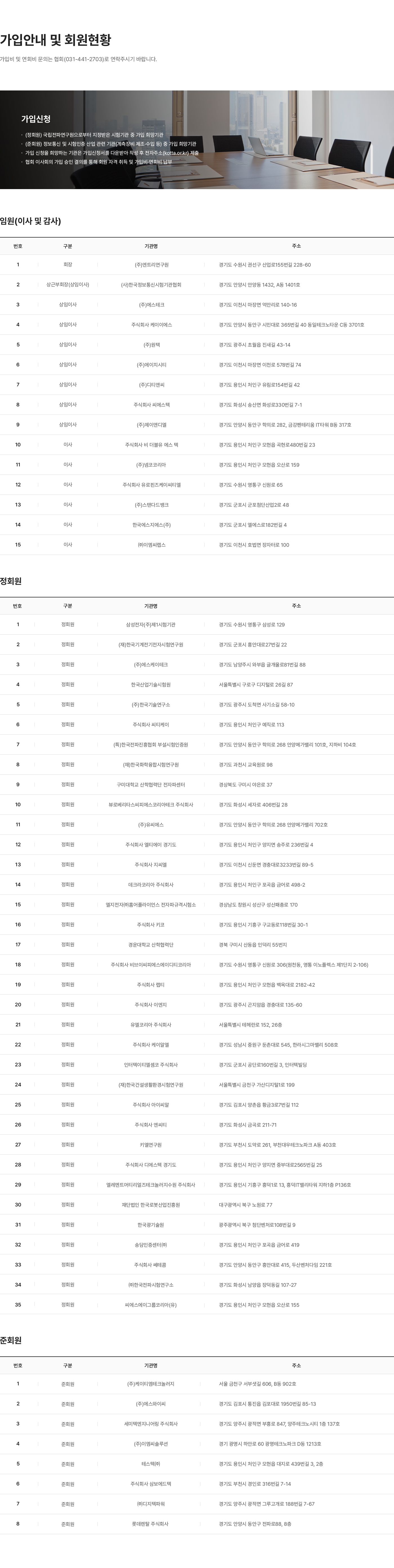 가입 안내 및 회원 현황